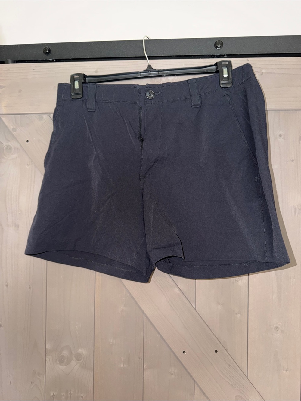 Men's Flat Front Navy Shorts - Classic Tailored Style-5”hem